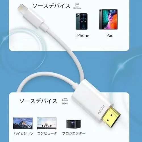 iPhone HDMI変換ケーブル 1.5M 【電源不要】 不味 AV交換アダプタu1