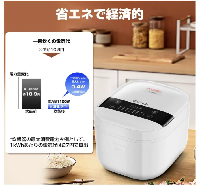 蒸し料理対応の多機能3号炊き炊飯器 省スペース設計 - 調理機器
